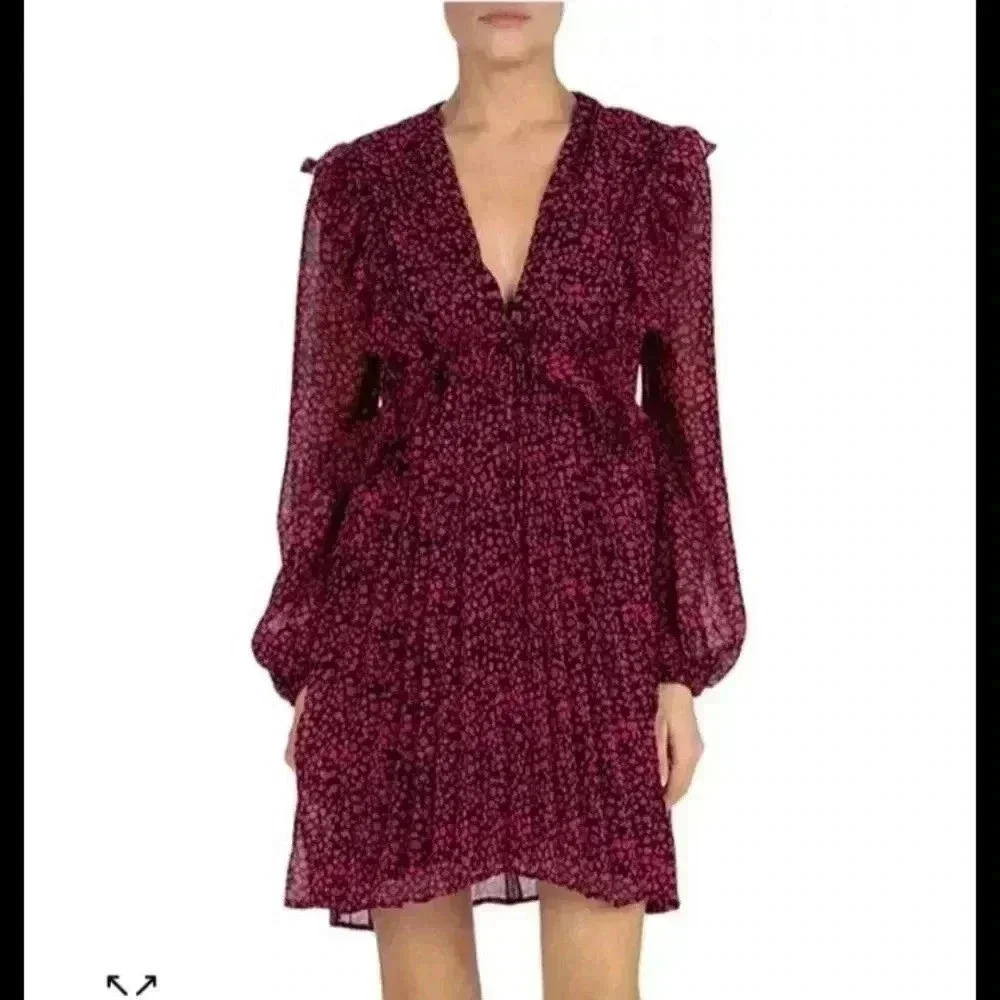 New with tags the kooples paris Camelia Rose Printed Ruffled Mini Dress